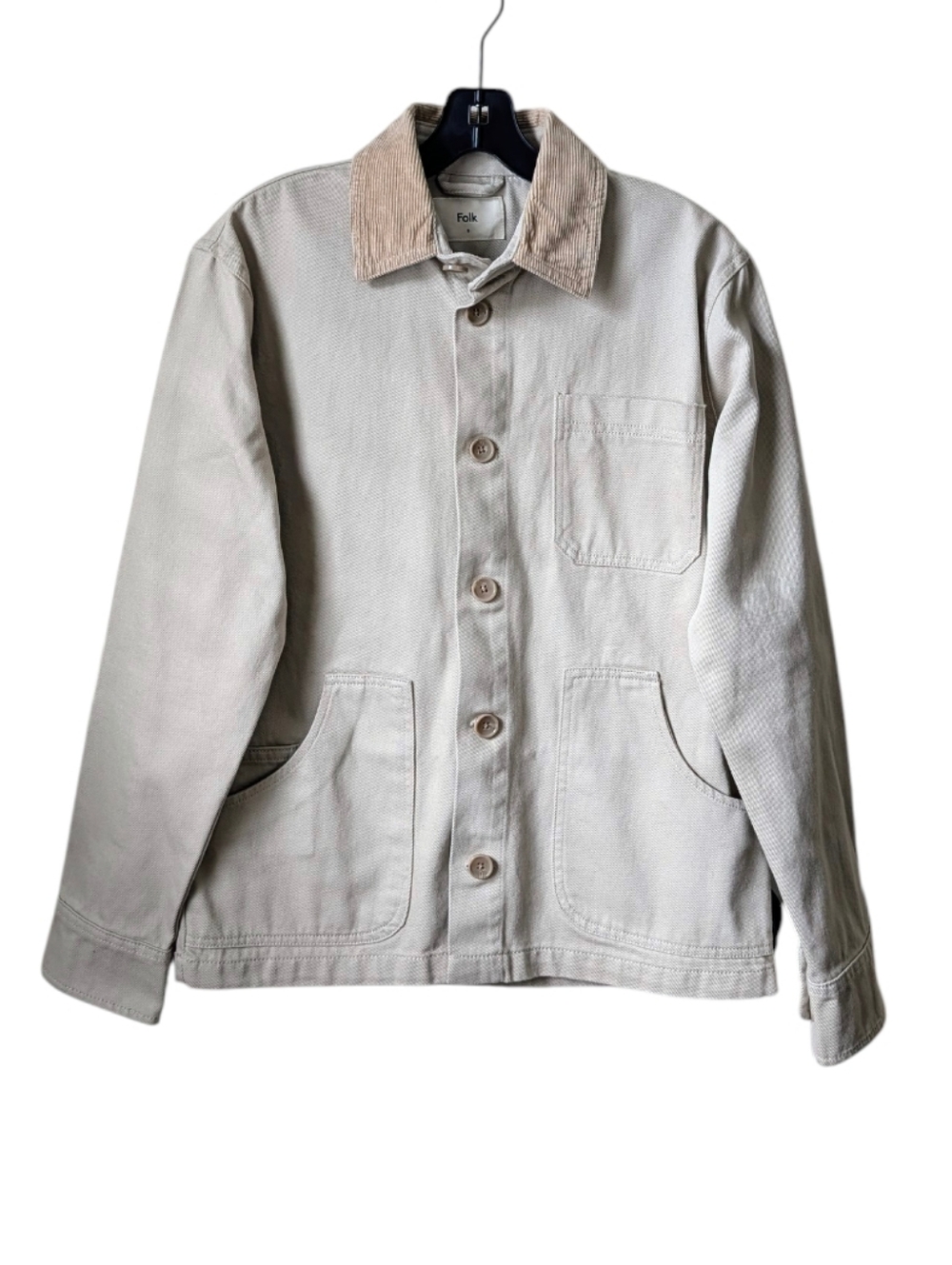 Folk Nelson Stone Corduroy Chore Utility Field Jacket 100% Cotton Tan Small NWOT